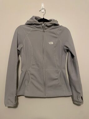 The North Face Gray Full-Zip Hooded Fleece Jacket